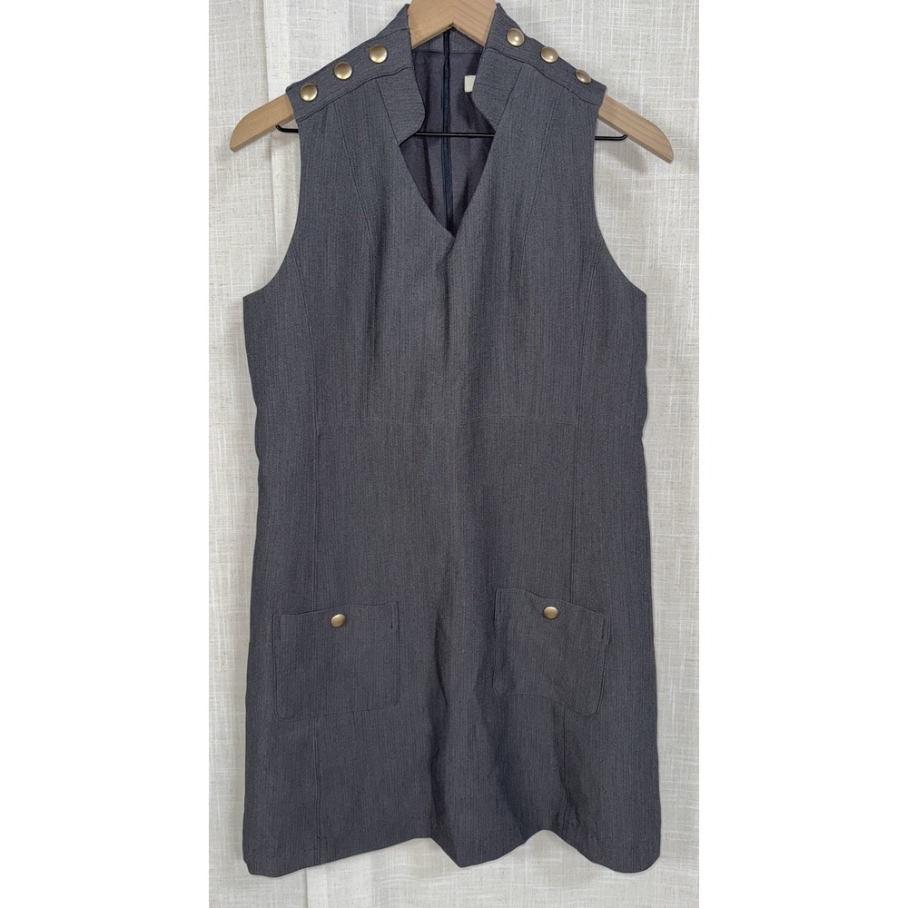 NEW Simply Noelle S / M‎ Women's Gray Collar Dress Snap Pockets OOAK NWT